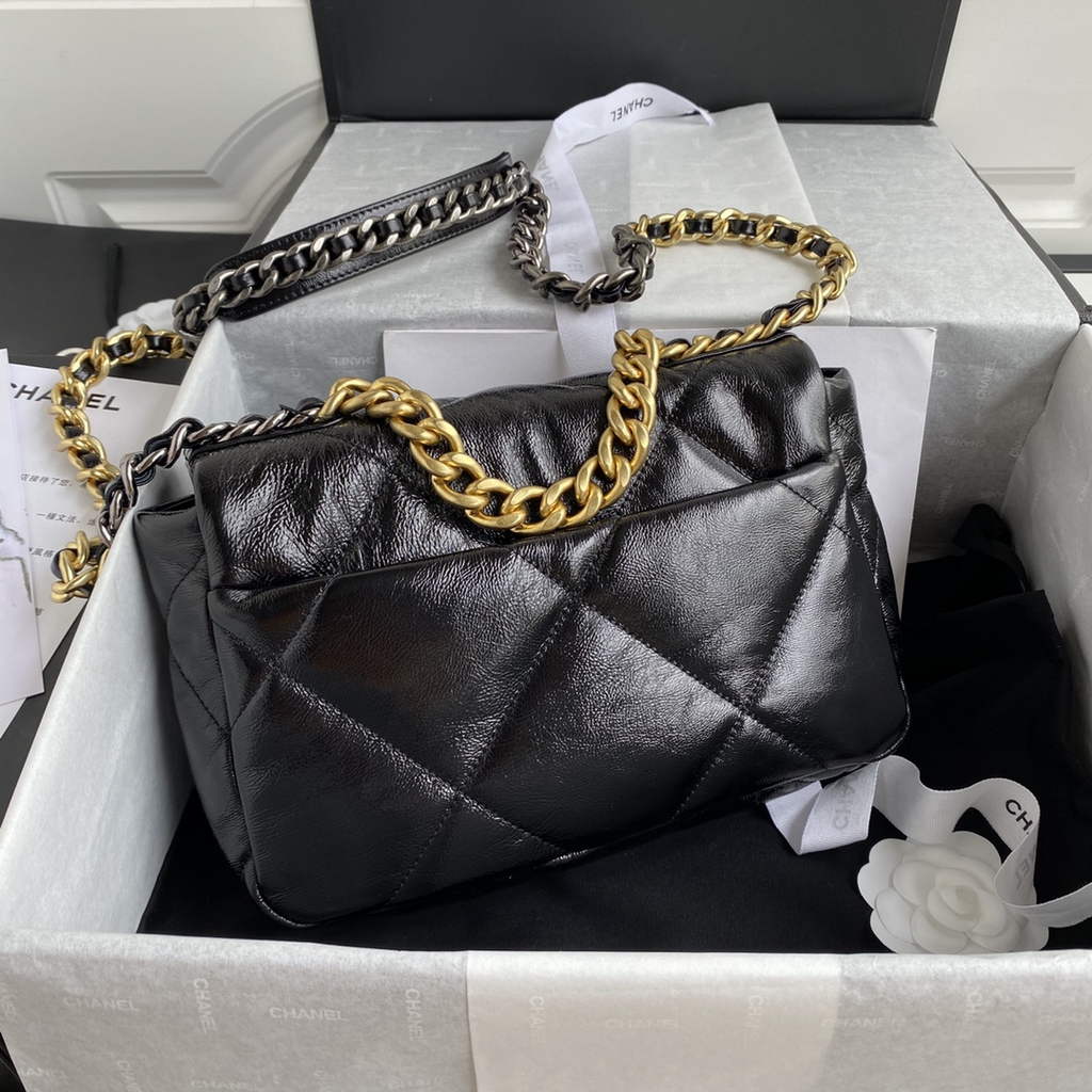 Chanel 19 handbags AS1160 Black Lambskin Gold