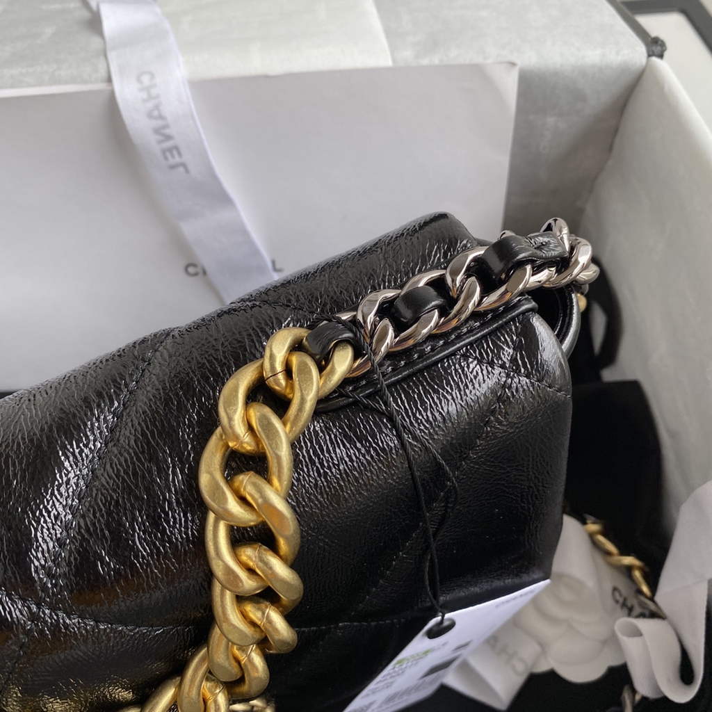 Chanel 19 handbags AS1160 Black Lambskin Gold