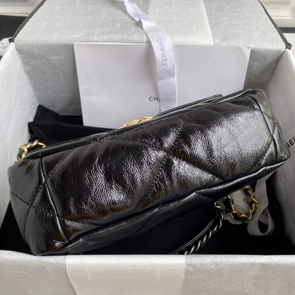 Chanel 19 handbags AS1160 Black Lambskin Gold