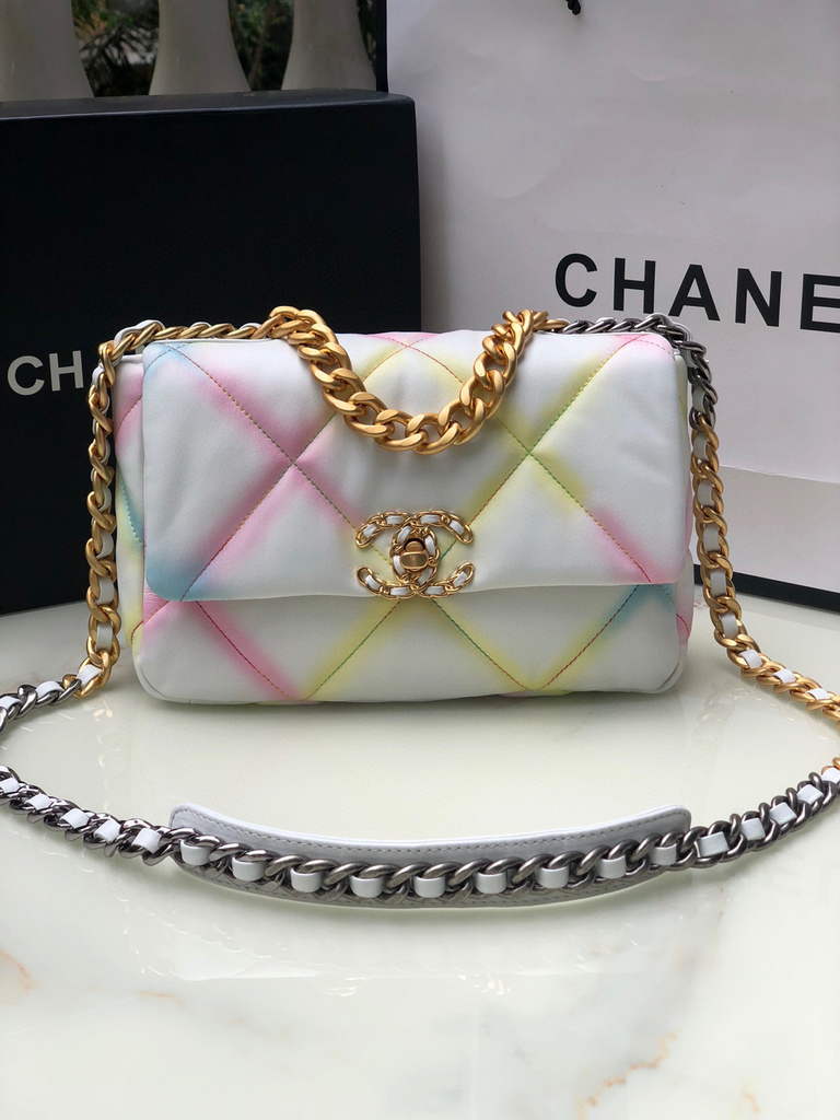 Chanel 19 handbags AS1160 Lambskin Beige