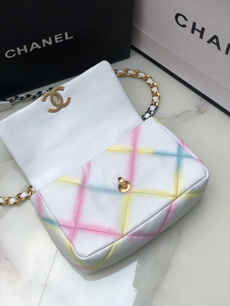 Chanel 19 handbags AS1160 Lambskin Beige