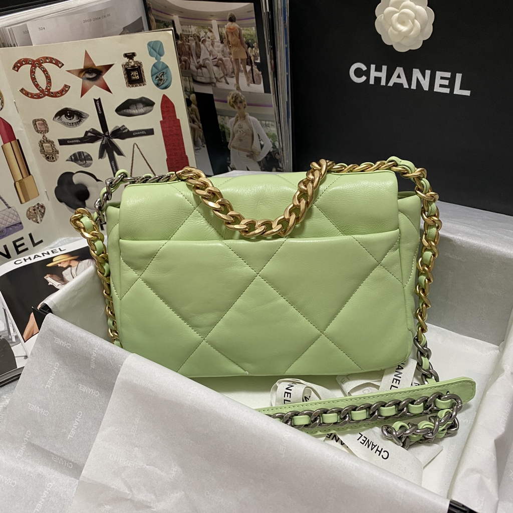 Chanel 19 handbags AS1160 Lambskin light green