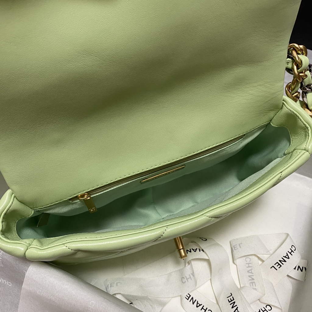 Chanel 19 handbags AS1160 Lambskin light green