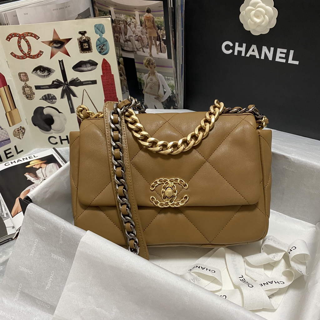 Chanel 19 handbags AS1160 Lambskin Brown