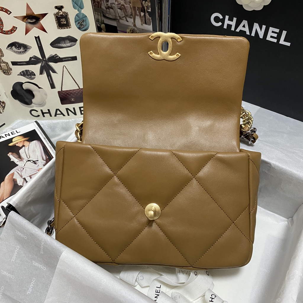 Chanel 19 handbags AS1160 Lambskin Brown