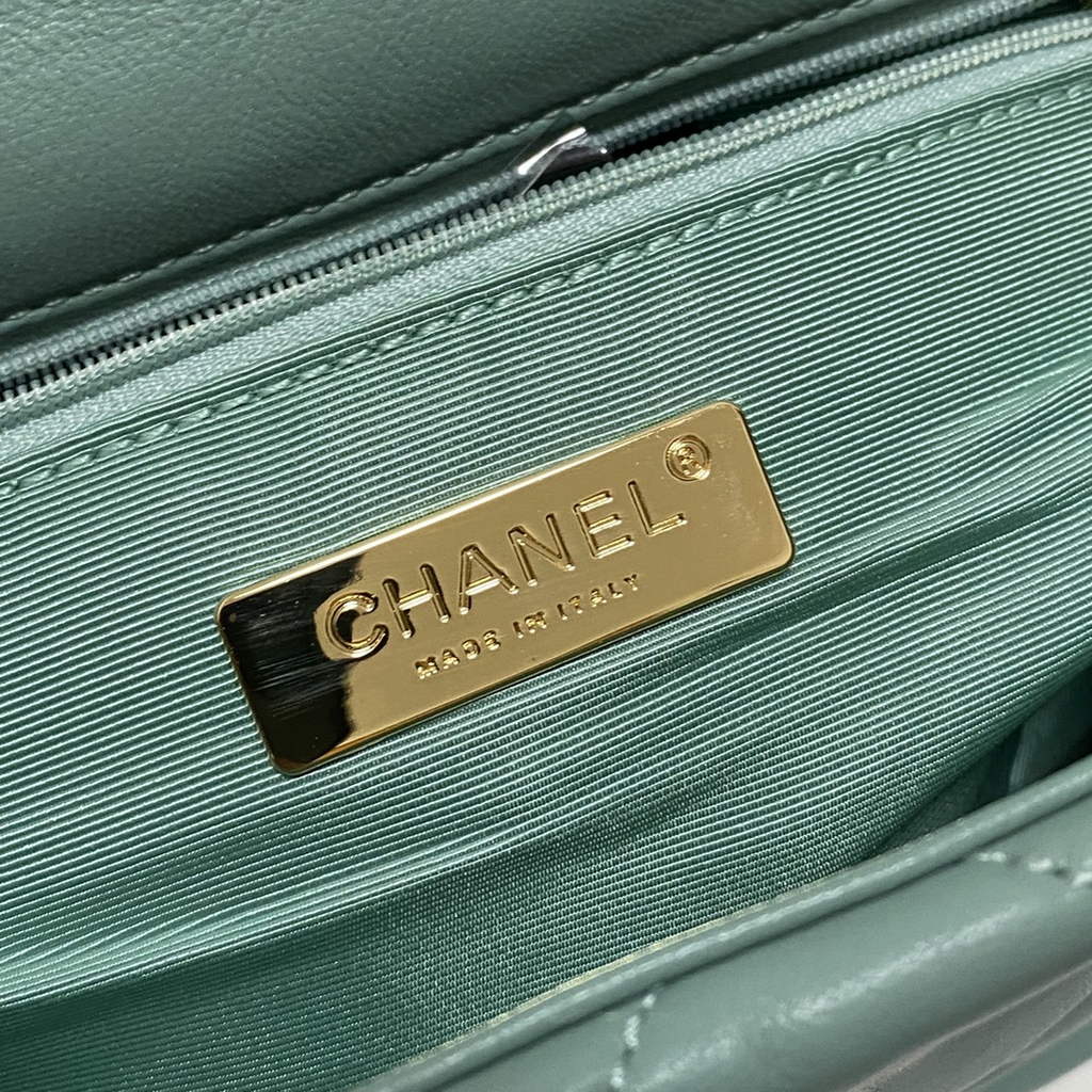 Chanel 19 handbags AS1160 Lambskin light green gold