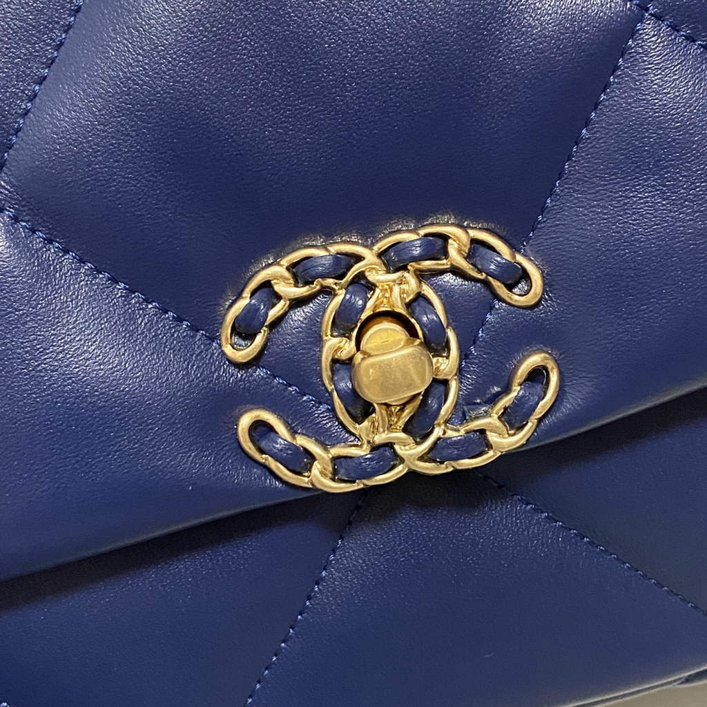 Chanel 19 handbags AS1160 Lambskin navy blue