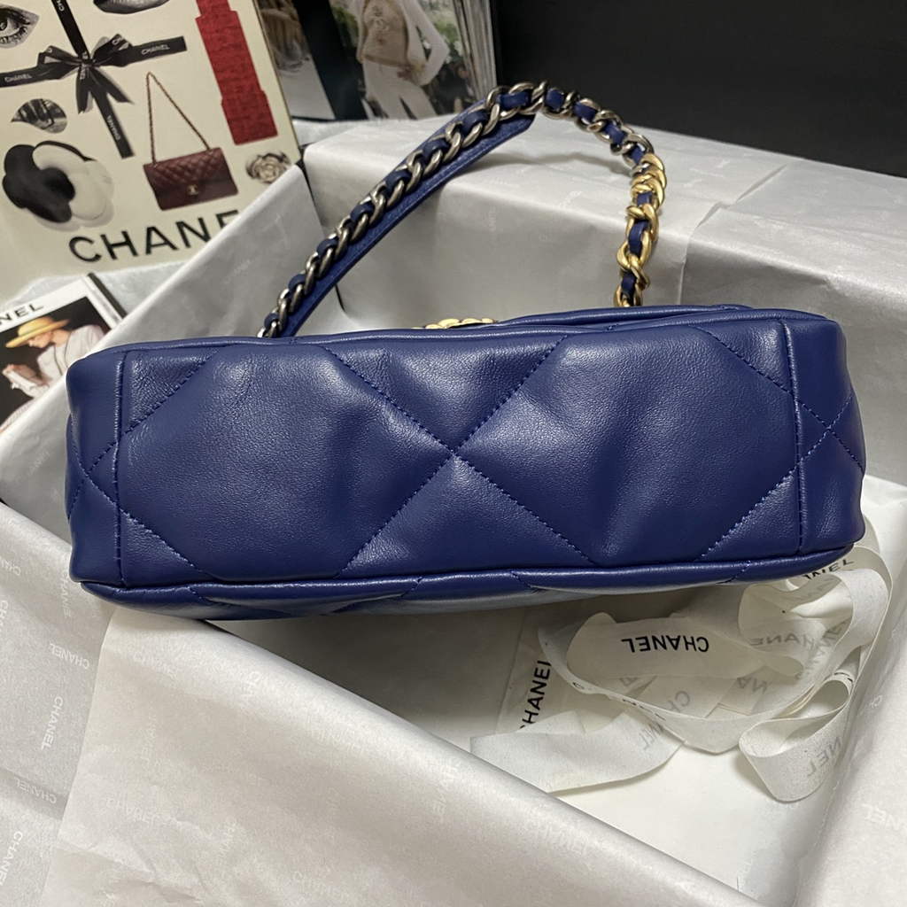 Chanel 19 handbags AS1160 Lambskin navy blue