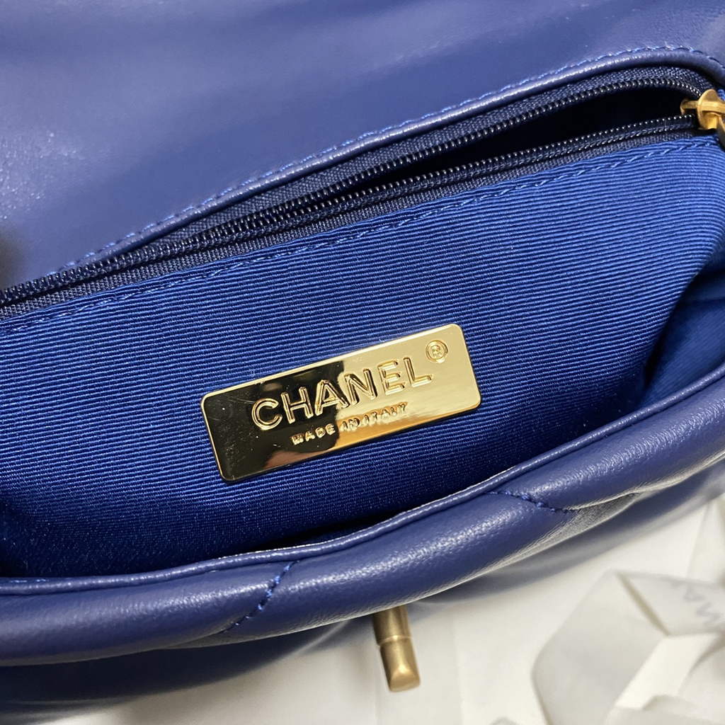 Chanel 19 handbags AS1160 Lambskin navy blue