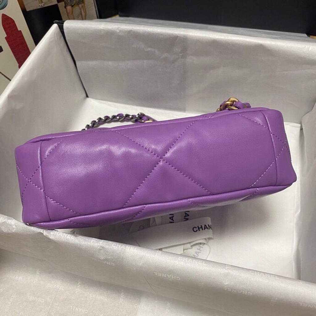 Chanel 19 handbags AS1160 Lambskin purple
