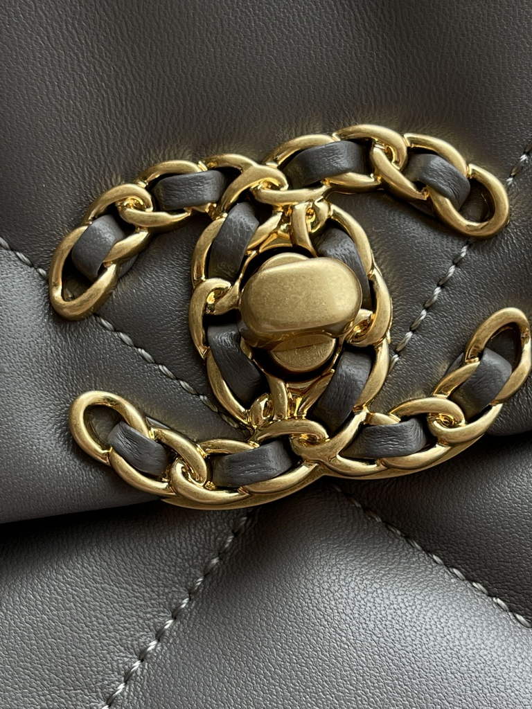 Chanel 19 handbags AS1160 Lambskin Gray Gold
