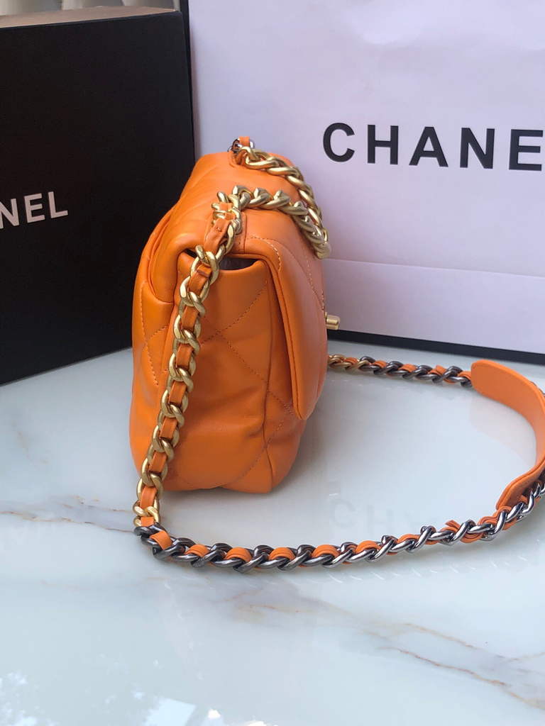 Chanel 19 handbags AS1160 Lambskin orange