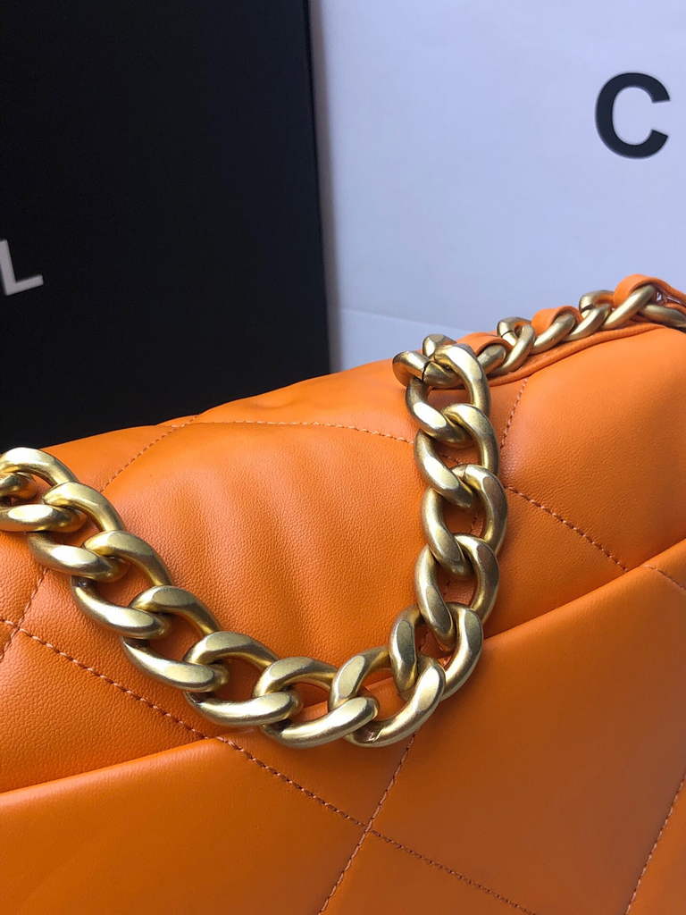 Chanel 19 handbags AS1160 Lambskin orange