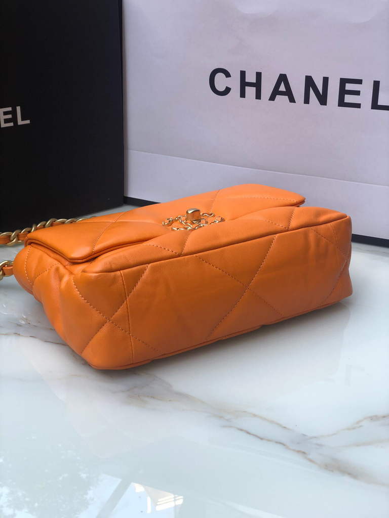 Chanel 19 handbags AS1160 Lambskin orange