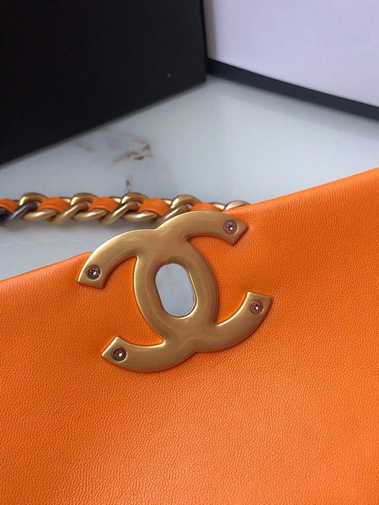 Chanel 19 handbags AS1160 Lambskin orange