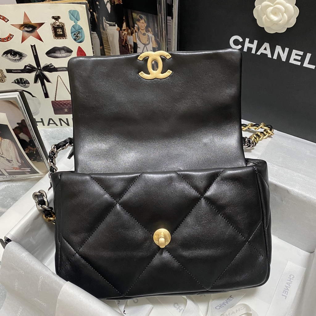 Chanel 19 handbags AS1160 Lambskin Black