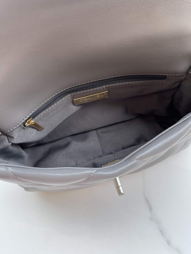 Chanel 19 handbags AS1160 Lambskin Gray Silver