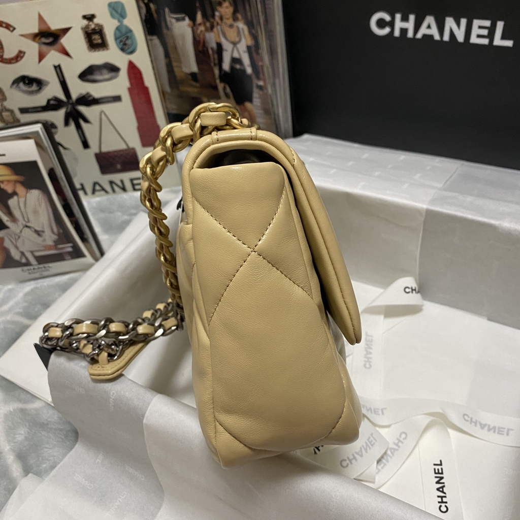 Chanel 19 handbags AS1160 Lambskin apricot