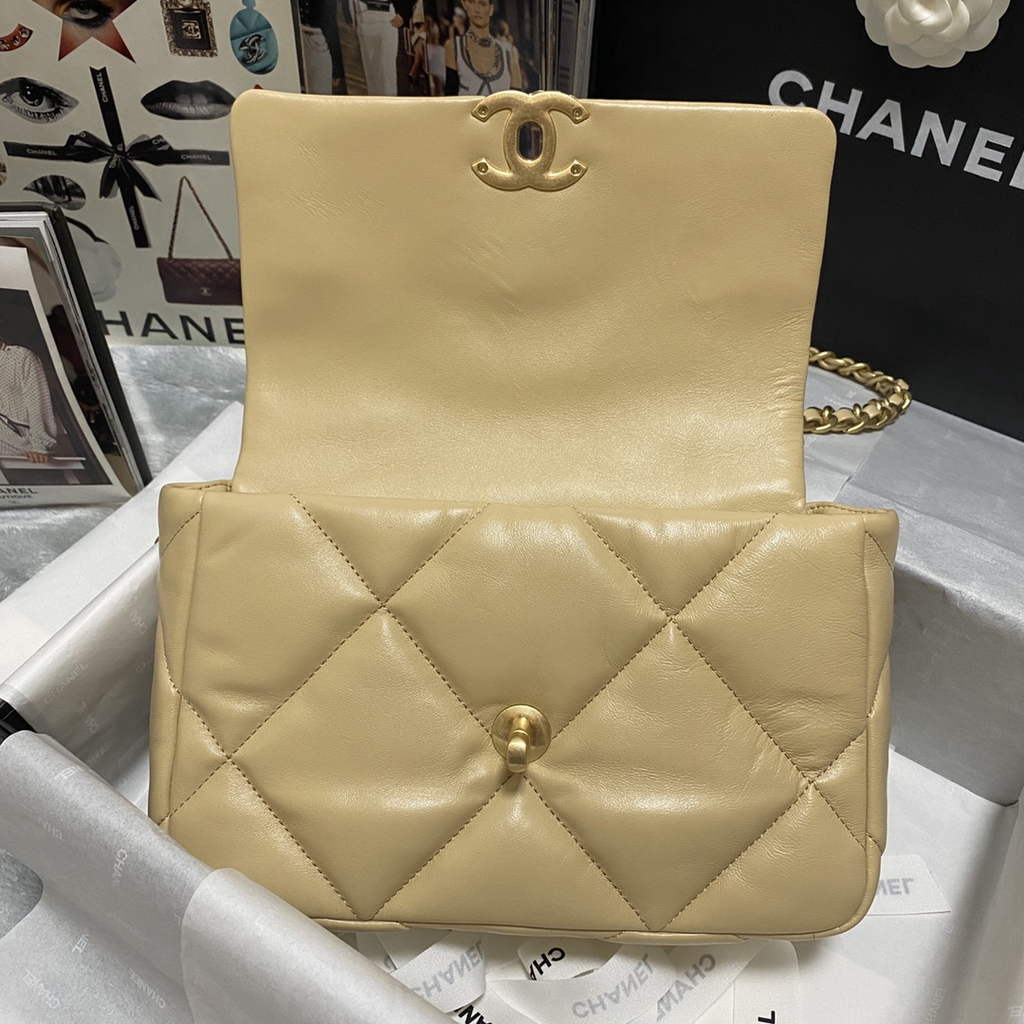 Chanel 19 handbags AS1160 Lambskin apricot