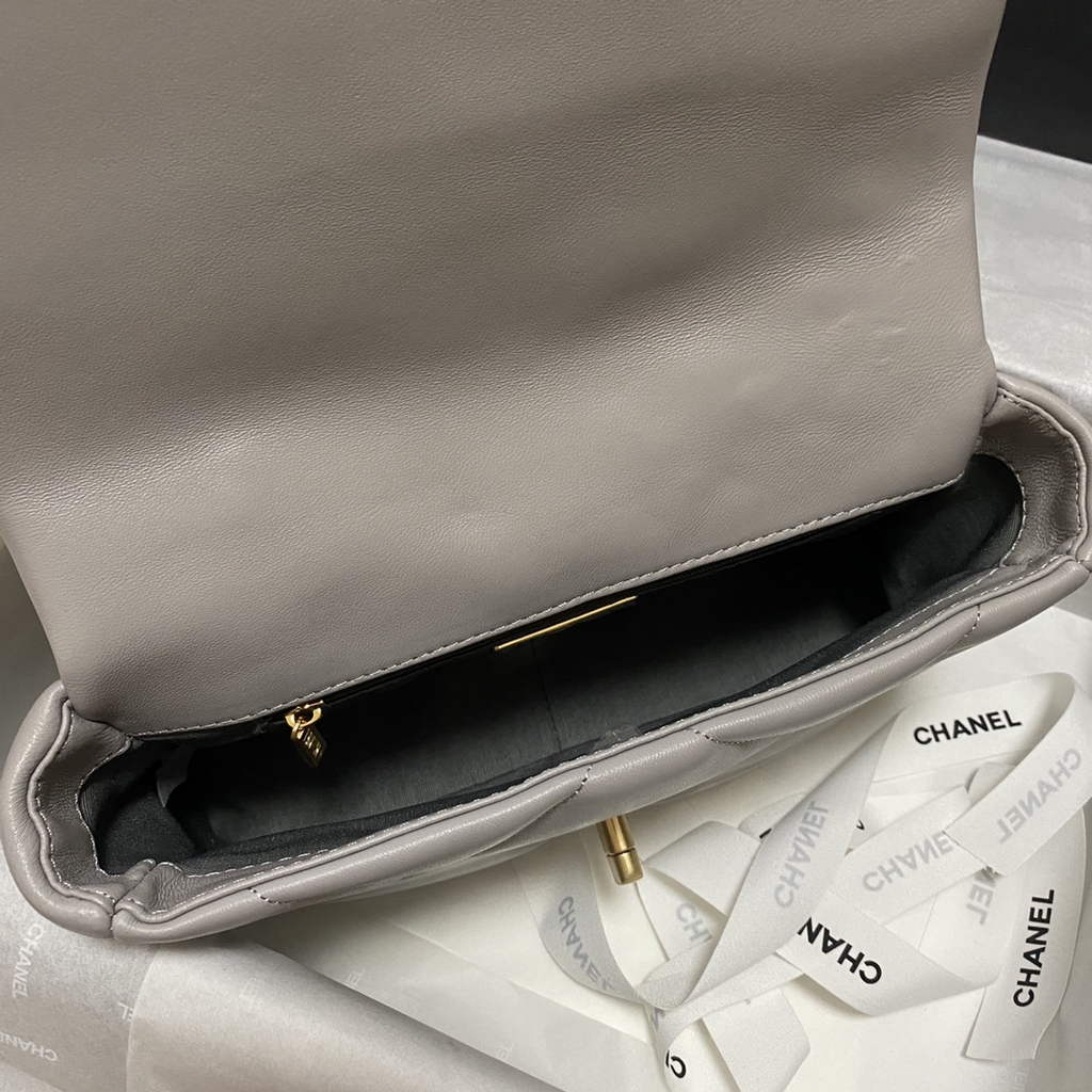 Chanel 19 handbags AS1160 Lambskin Light Gray