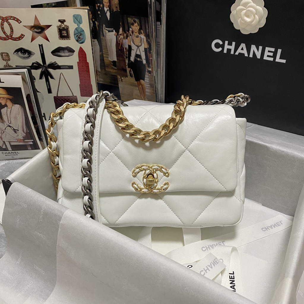 Chanel 19 handbags AS1160 Lambskin Beige