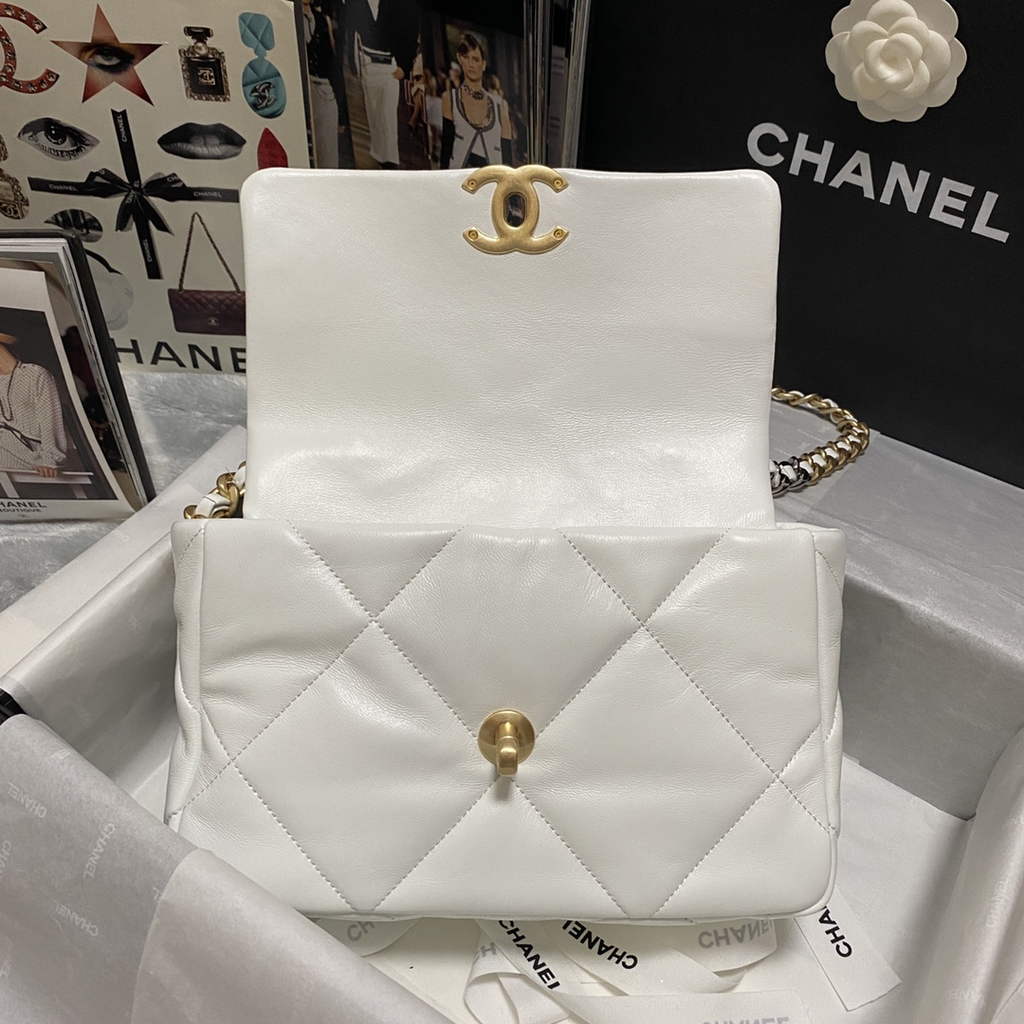 Chanel 19 handbags AS1160 Lambskin Beige