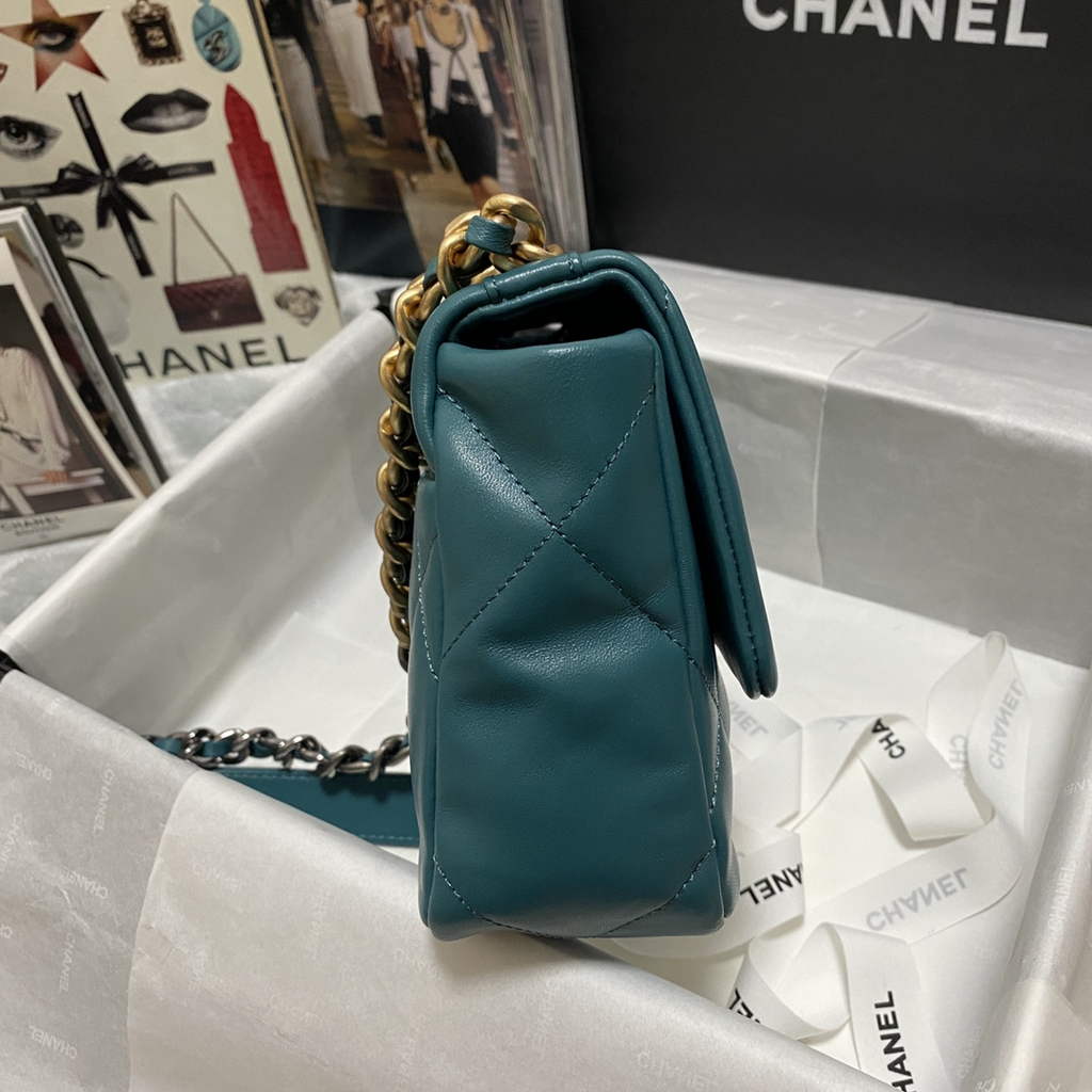 Chanel 19 handbags AS1160 Lambskin Green