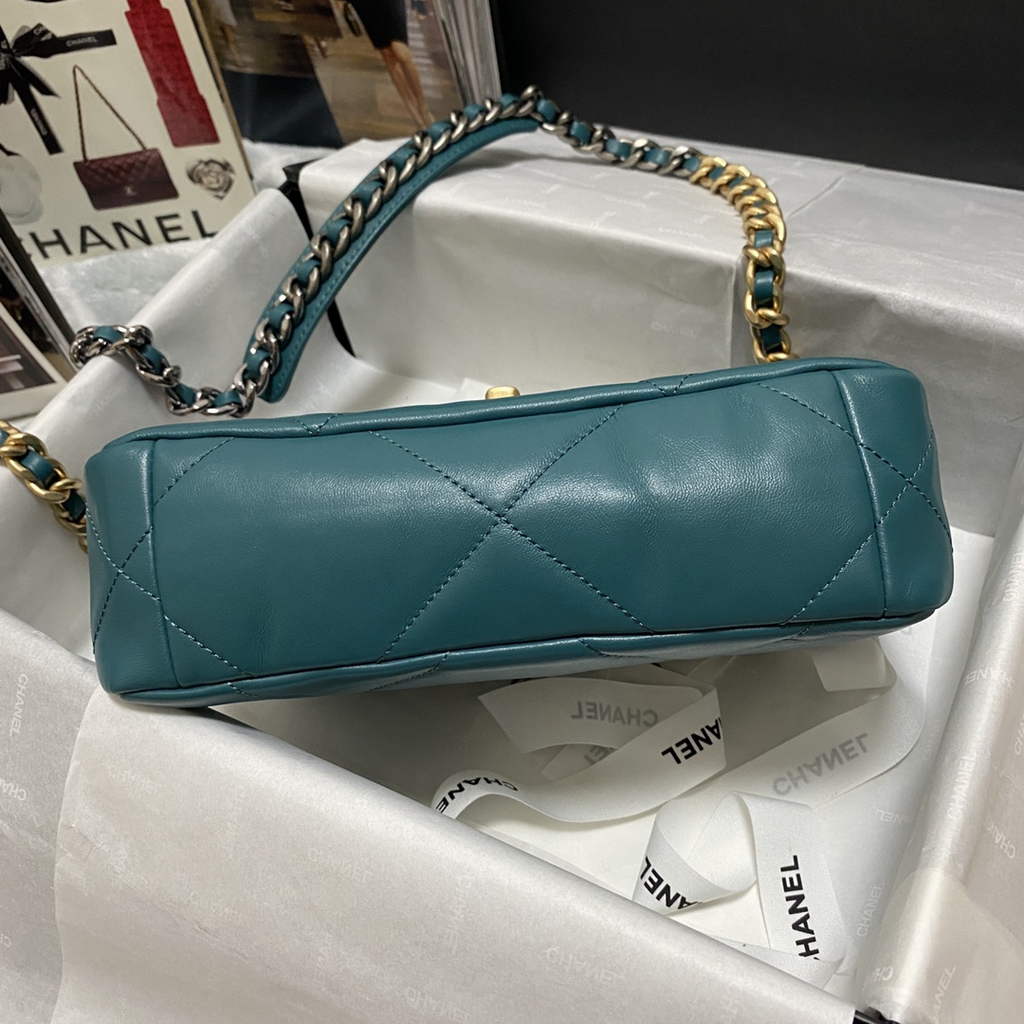 Chanel 19 handbags AS1160 Lambskin Green