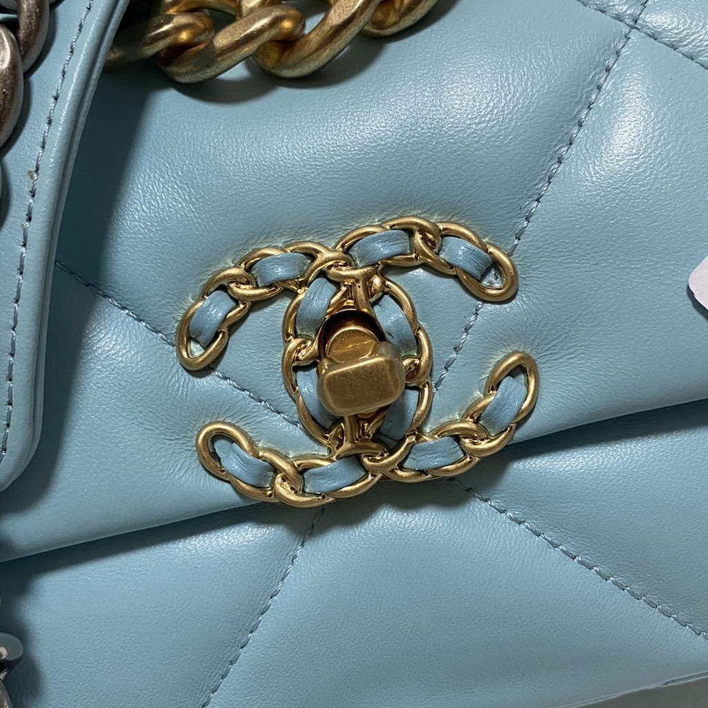 Chanel 19 handbags AS1160 Lambskin light blue