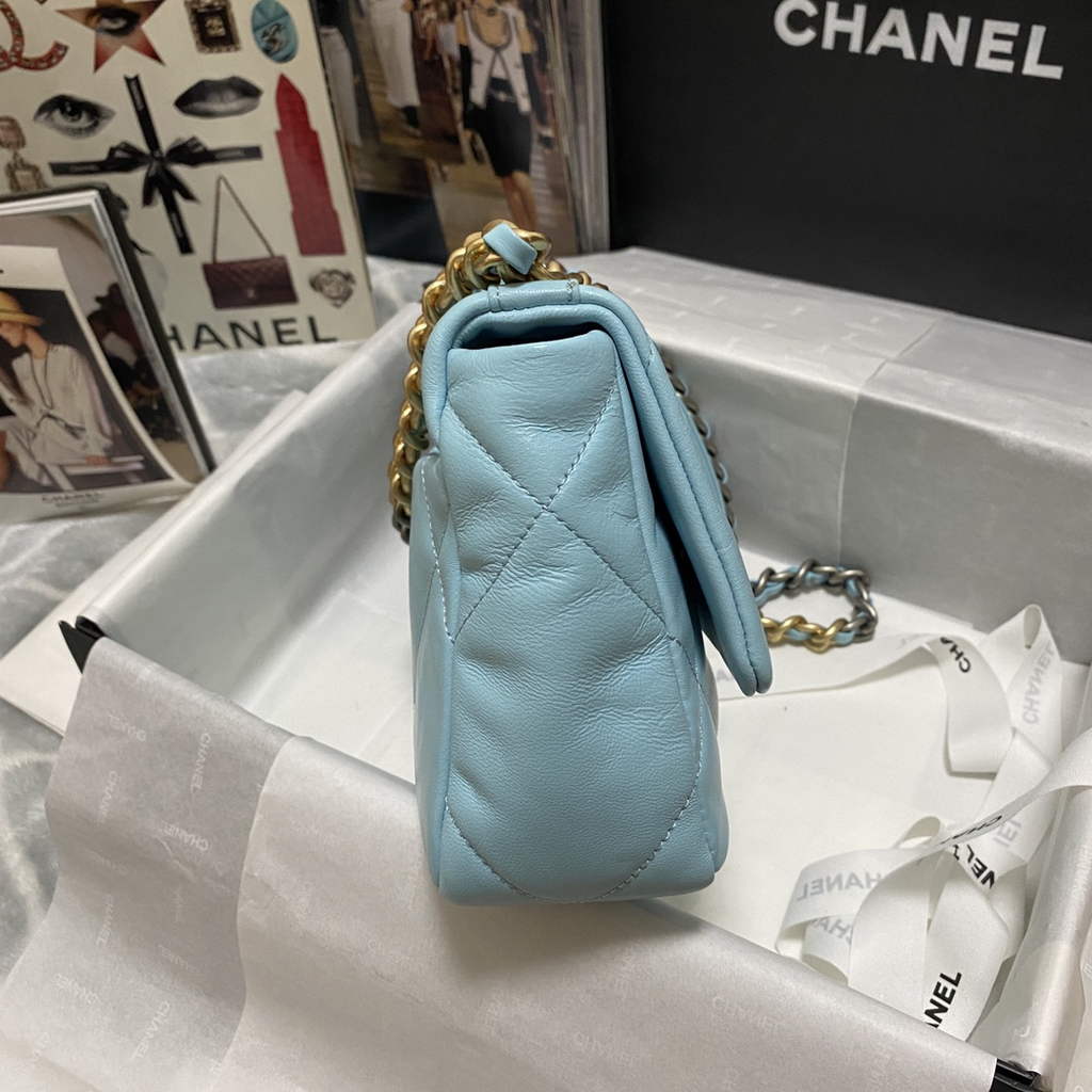 Chanel 19 handbags AS1160 Lambskin light blue