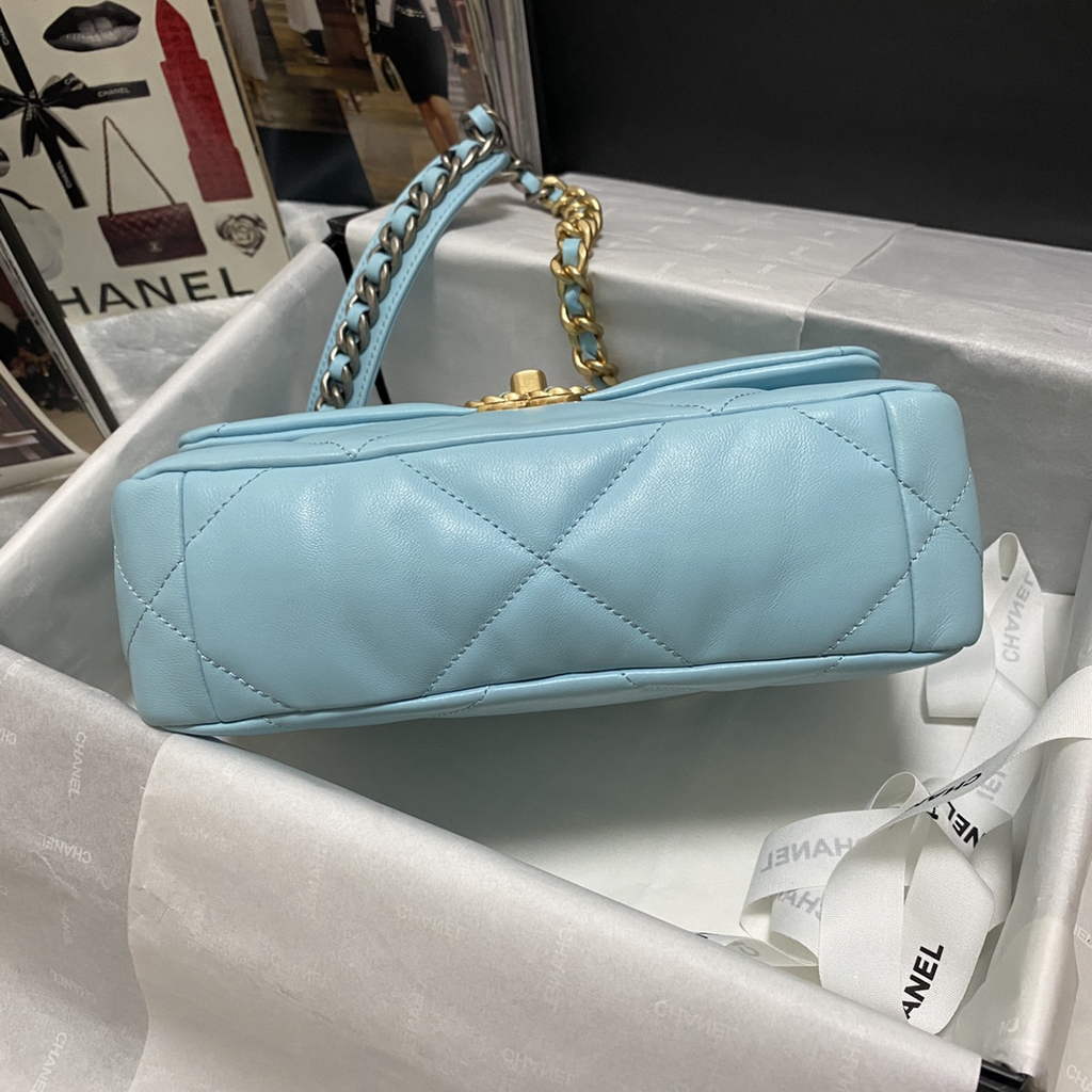 Chanel 19 handbags AS1160 Lambskin light blue