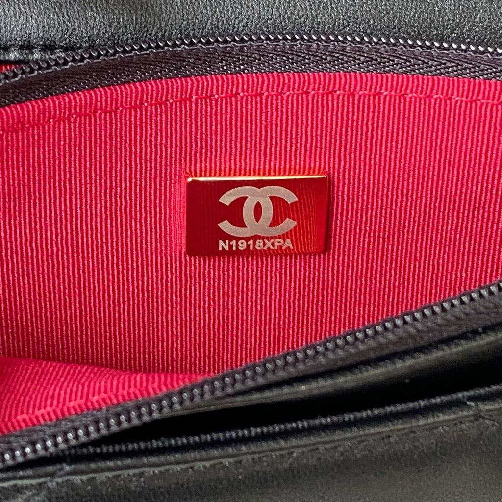 Chanel 19 wallet on chain AP3267 Shiny lambskin Black Gold