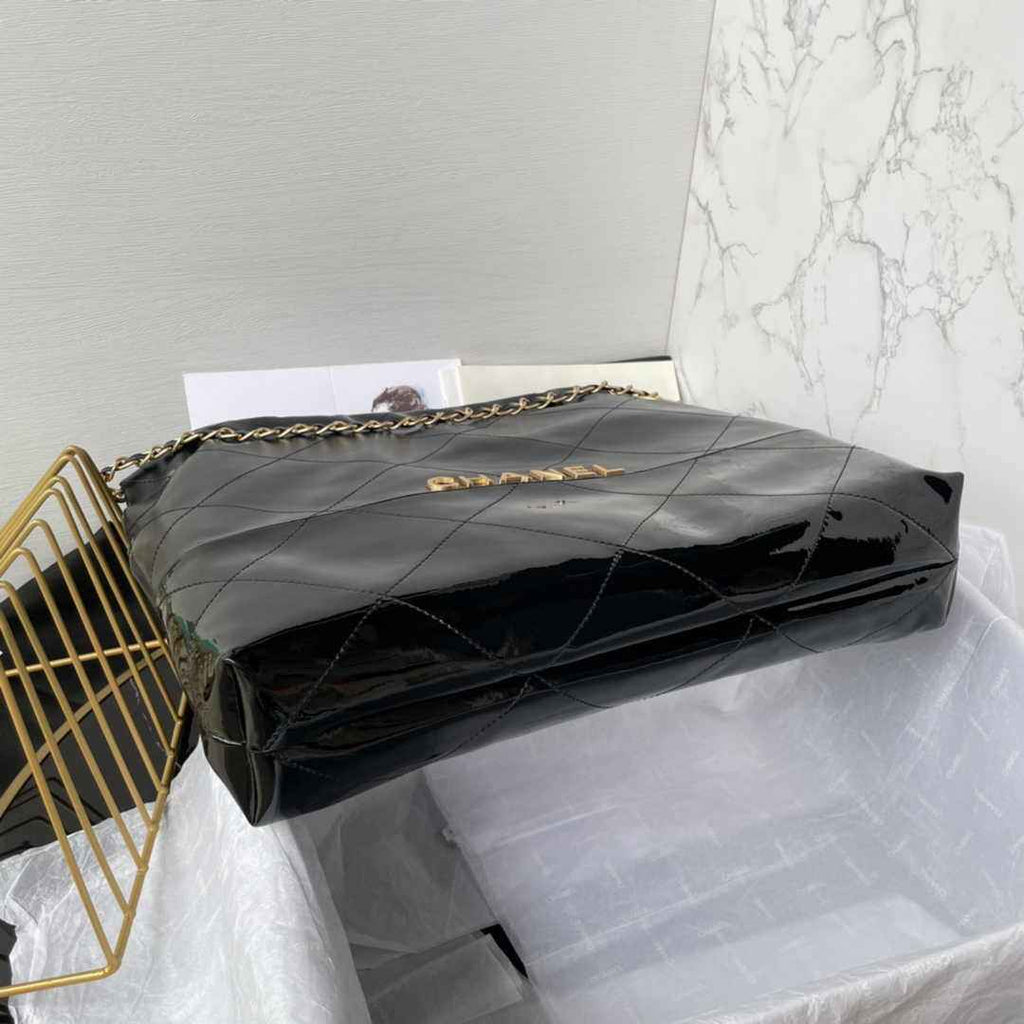 Chanel 22 Handbag AS3261 Black Calfskin