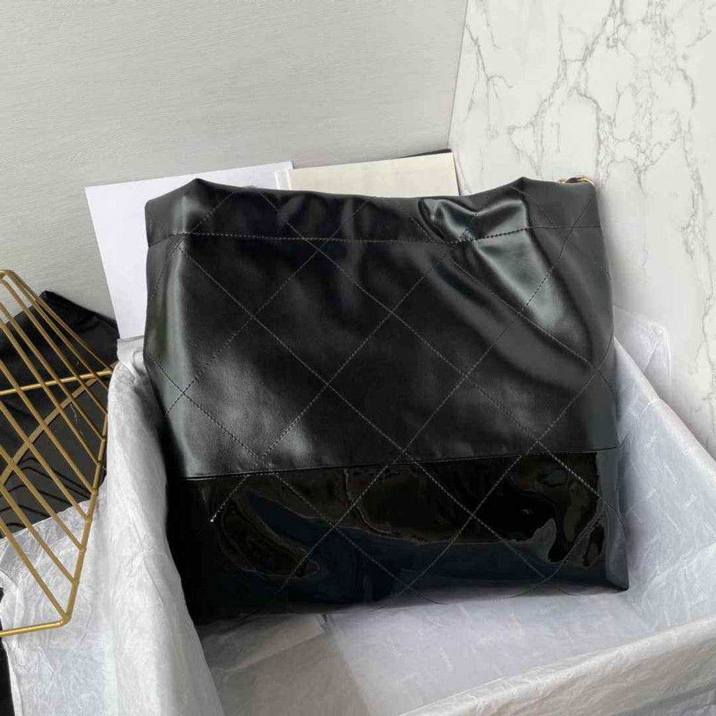 Chanel 22 Handbag AS3261 Black Calfskin