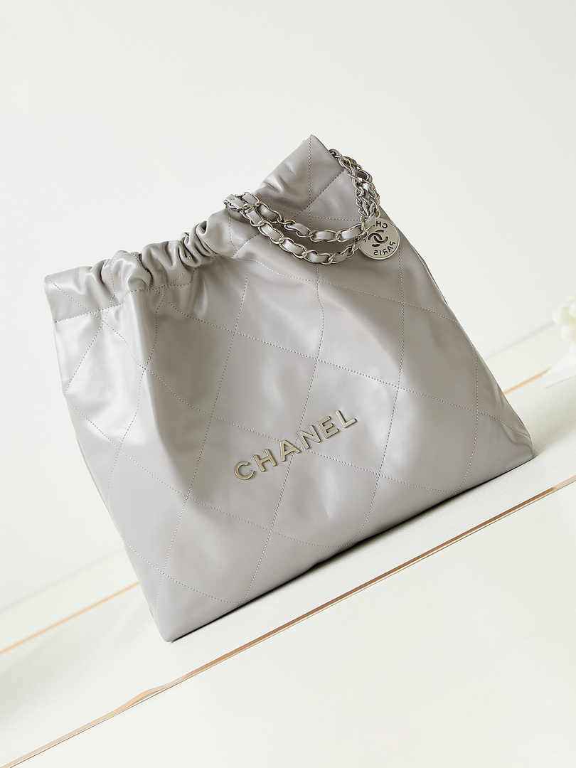 Chanel 22 Handbag AS3261 Calfskin Gray