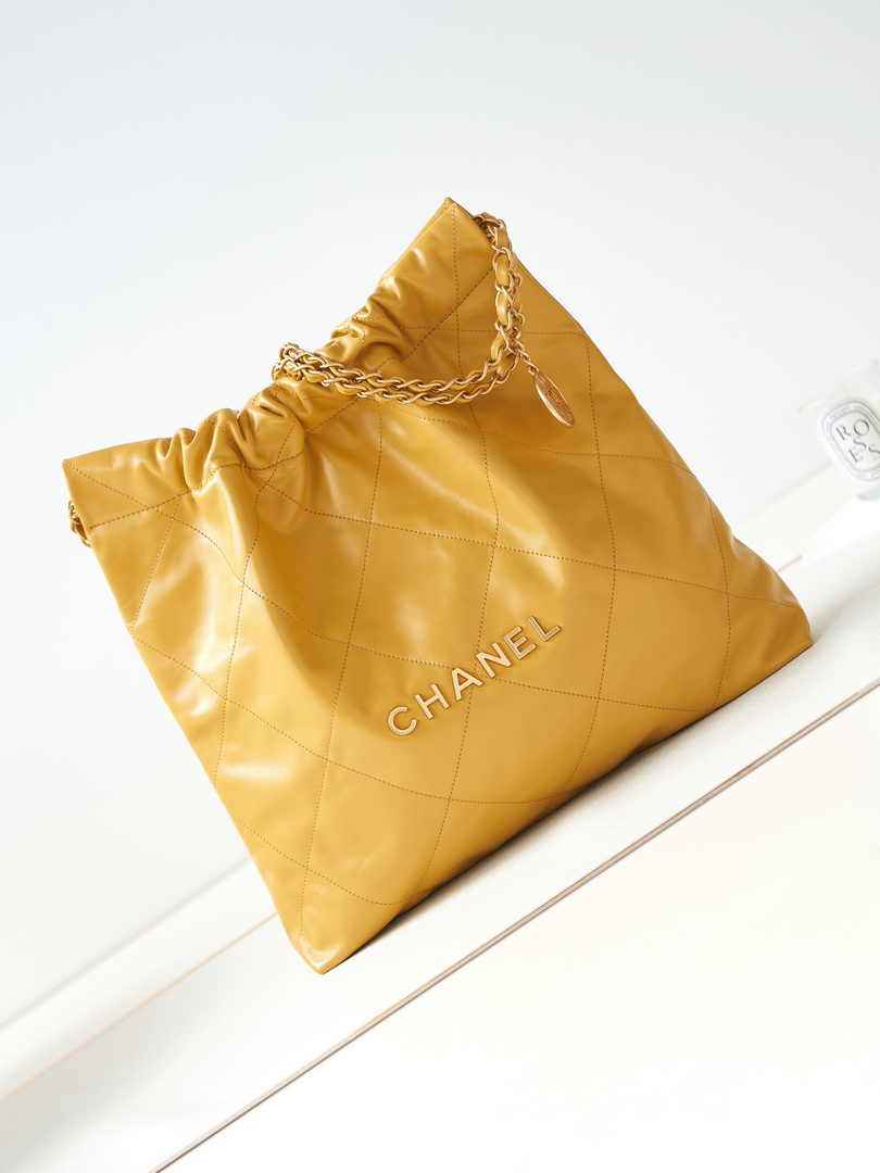 Chanel 22 Handbag AS3261 Calfskin Yellow