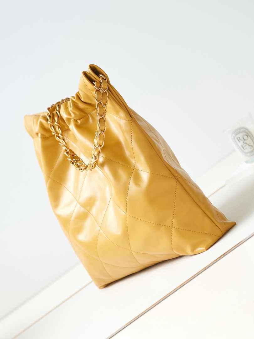 Chanel 22 Handbag AS3261 Calfskin Yellow