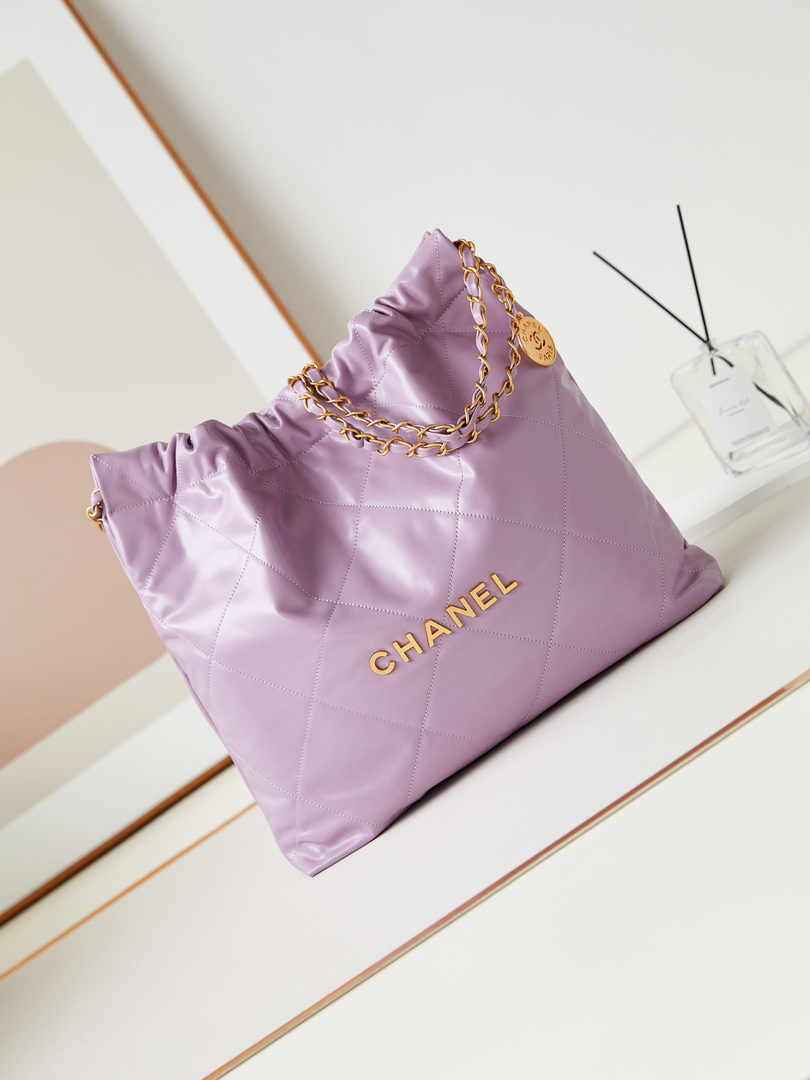 Chanel 22 Handbag AS3261 Calfskin Purple