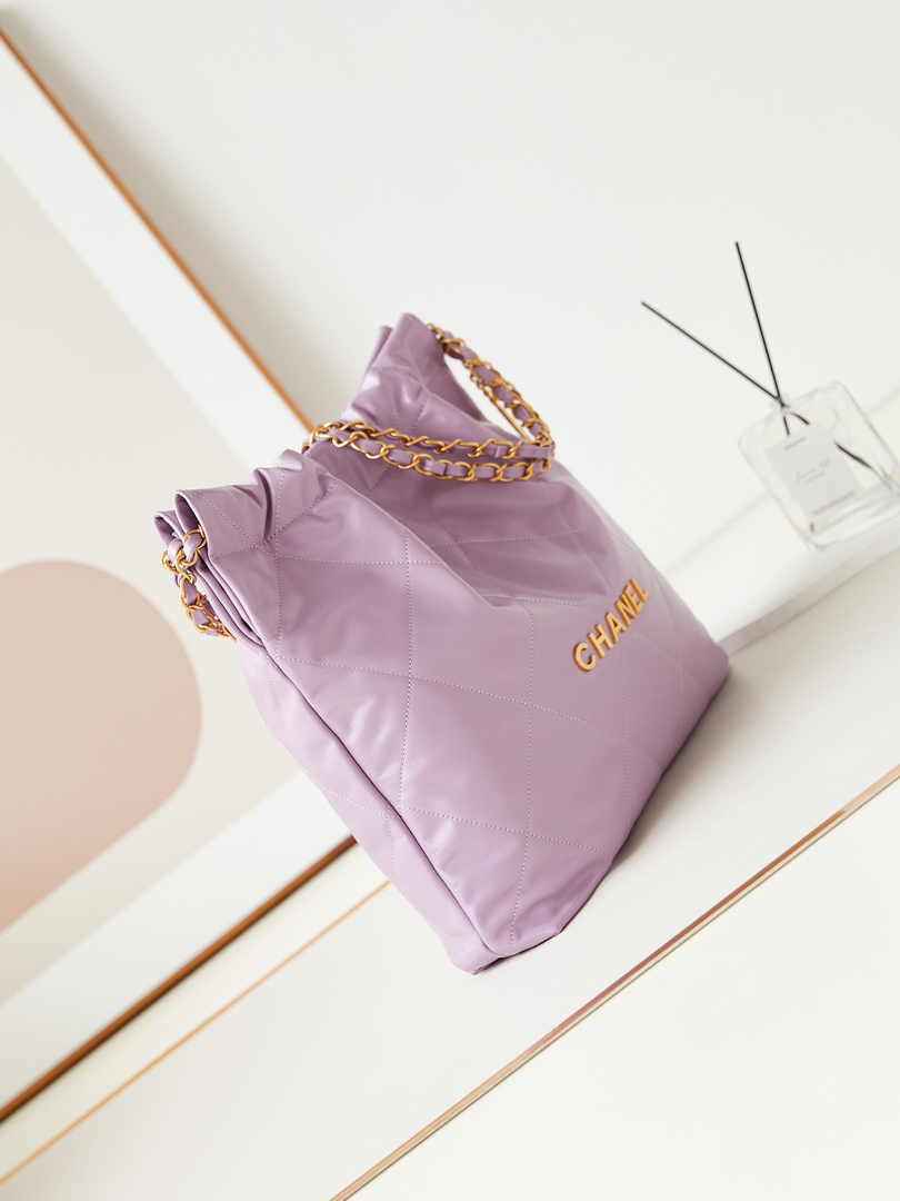 Chanel 22 Handbag AS3261 Calfskin Purple