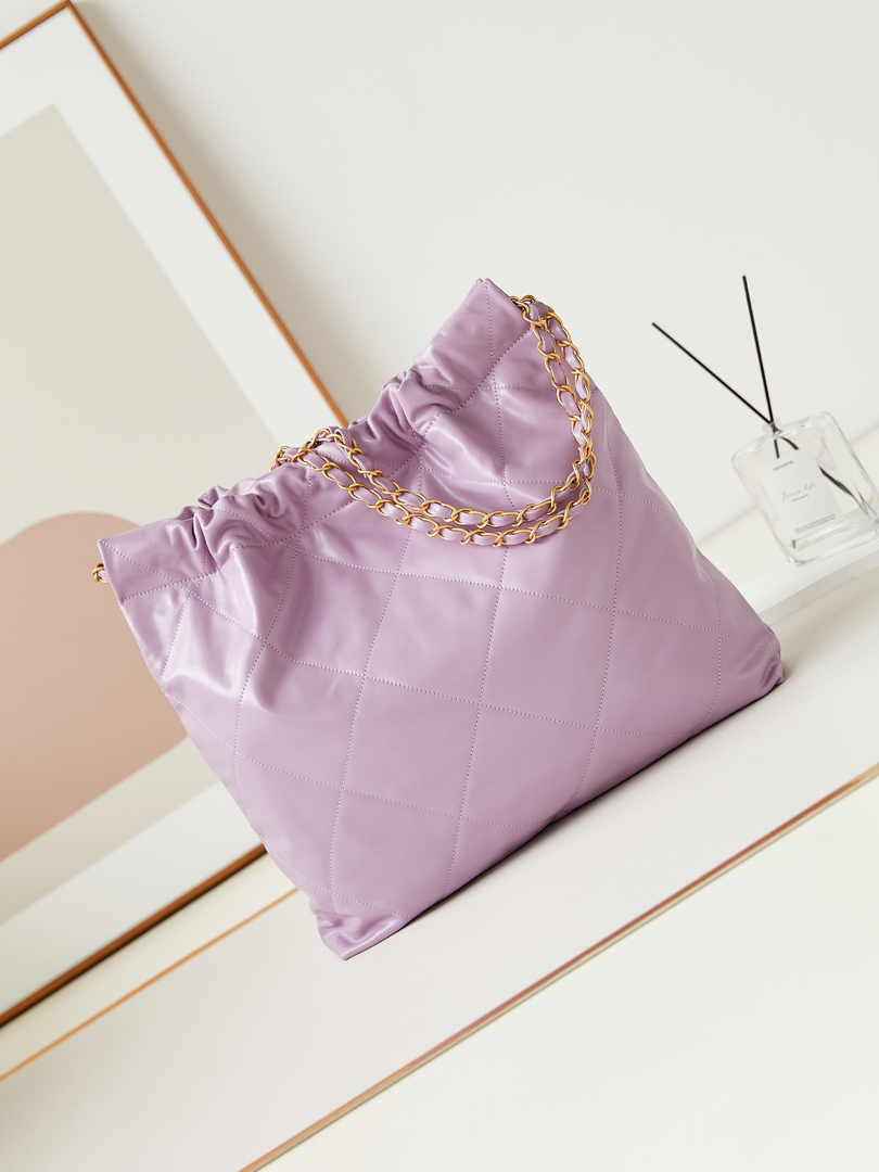 Chanel 22 Handbag AS3261 Calfskin Purple