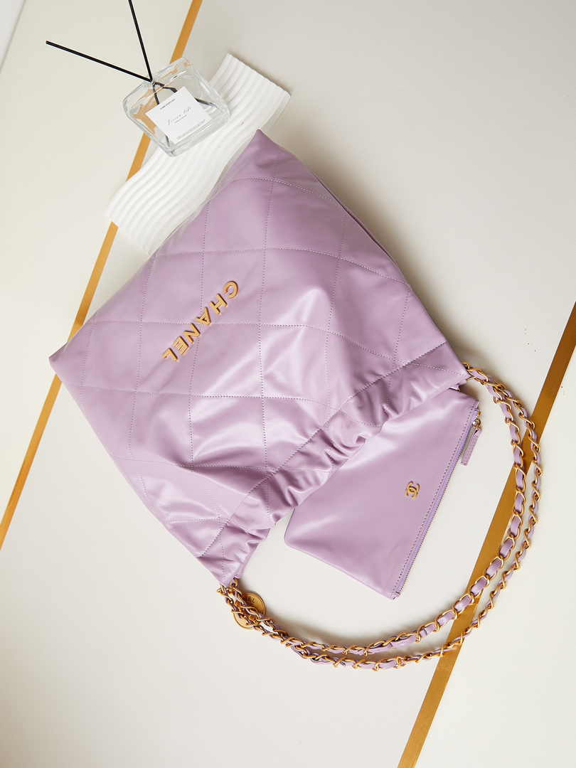 Chanel 22 Handbag AS3261 Calfskin Purple