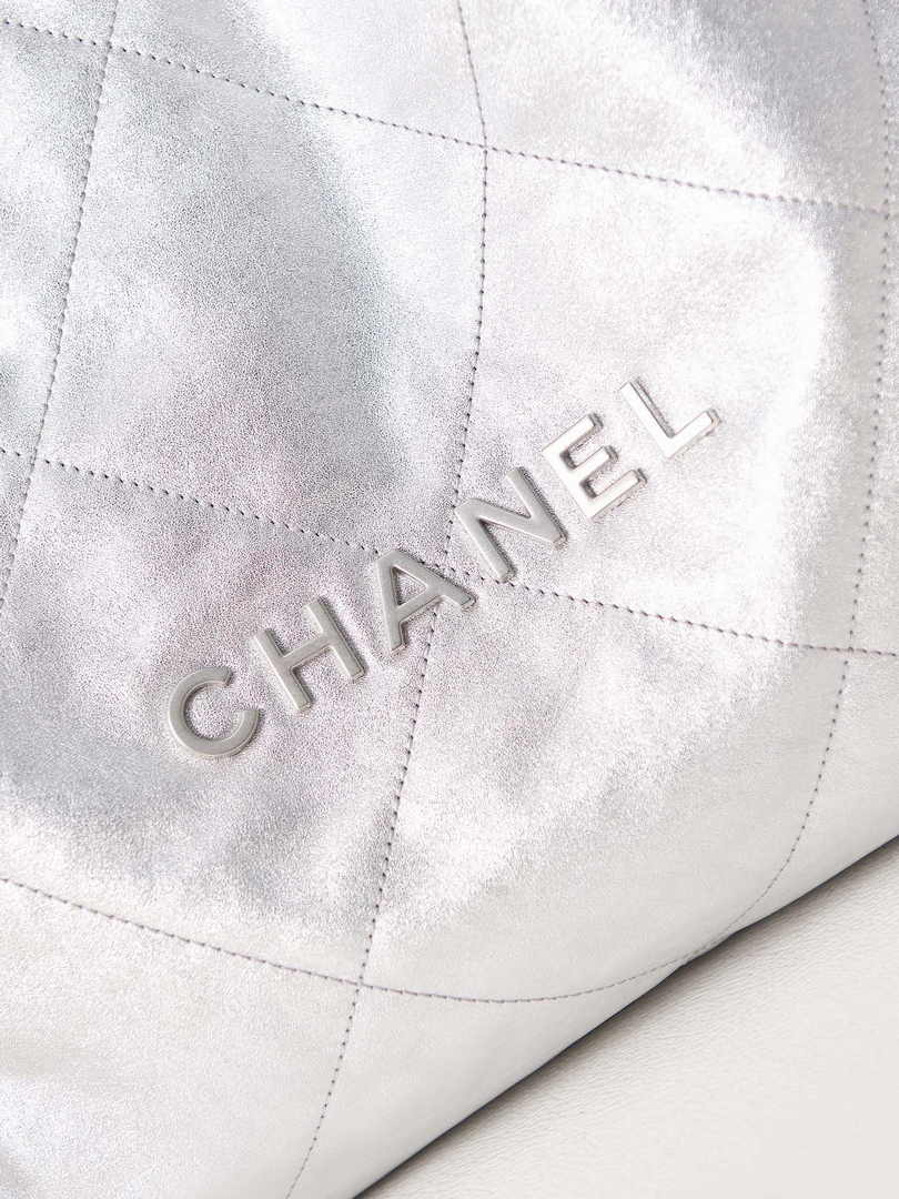 Chanel 22 Handbag AS3261 Calfskin Silver