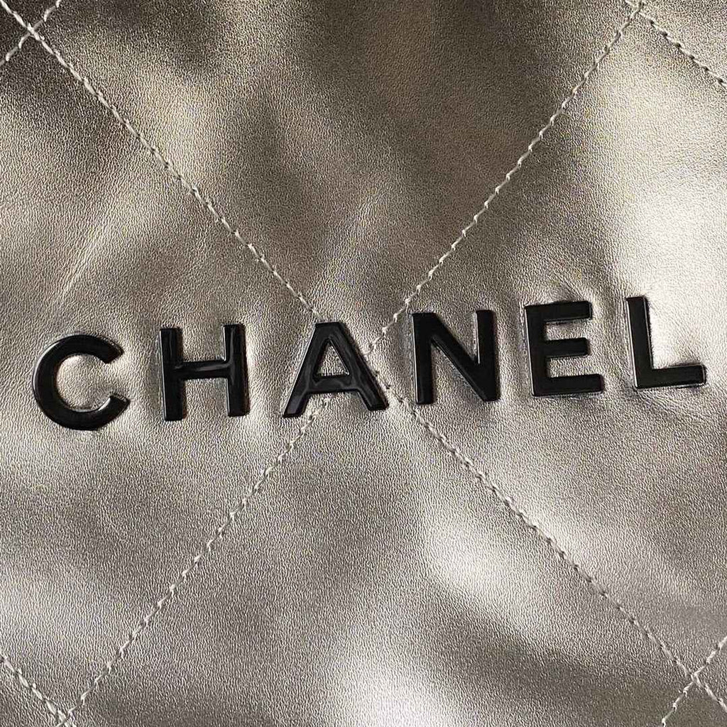 Chanel 22 Handbag AS3261 Gray Calfskin