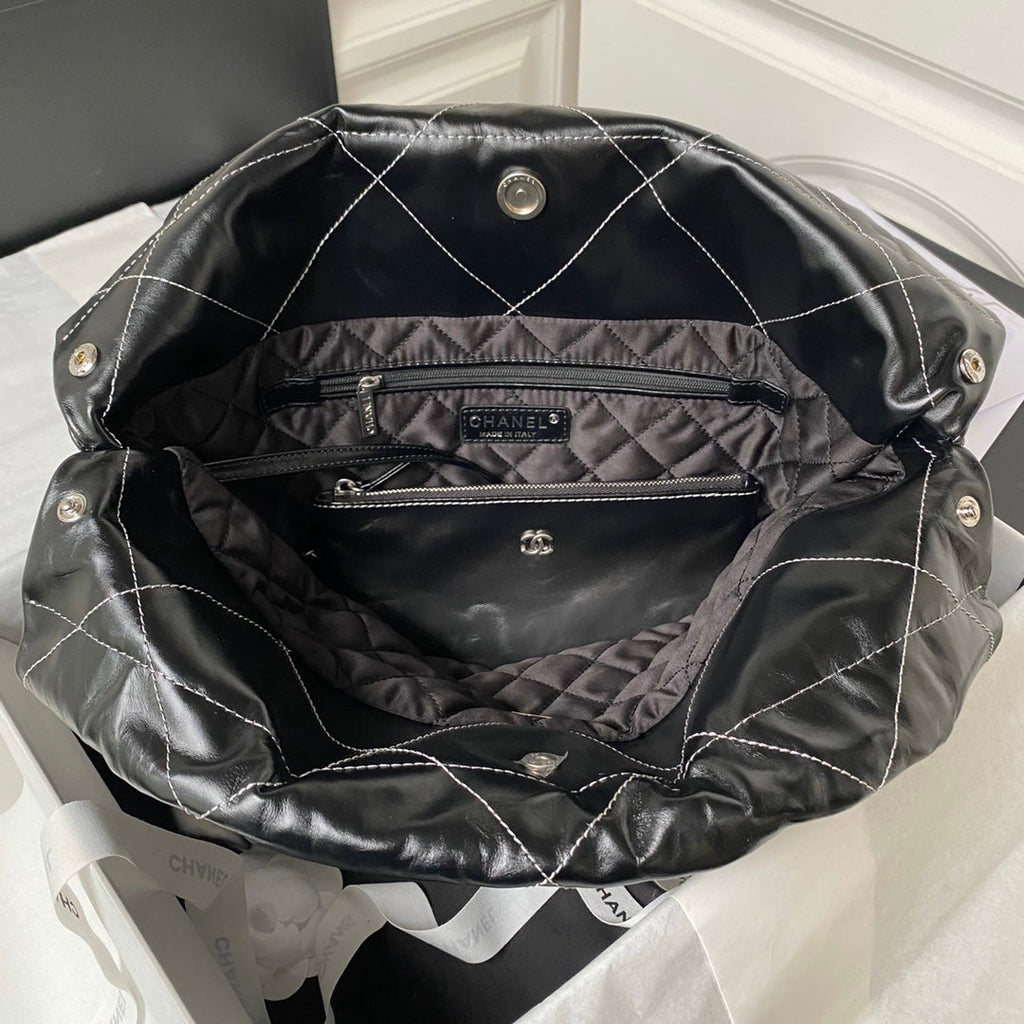 Chanel 22 Handbag AS3261 Gray Calfskin