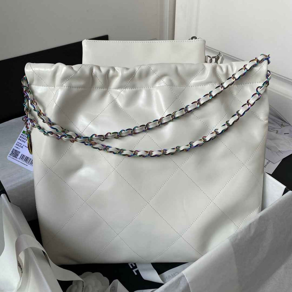Chanel 22 Handbag AS3261 White Calfskin