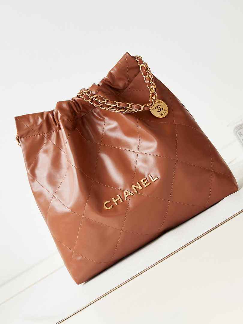 Chanel 22 Handbag AS3261 Calfskin Brown