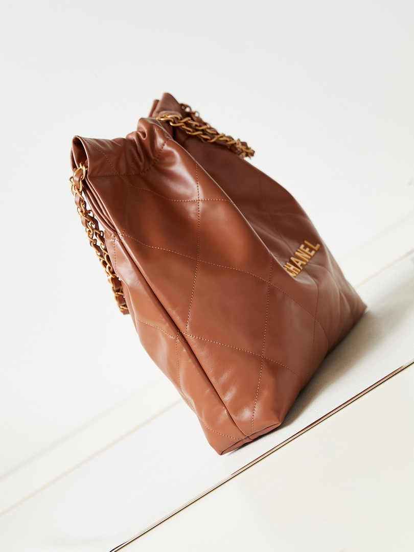 Chanel 22 Handbag AS3261 Calfskin Brown