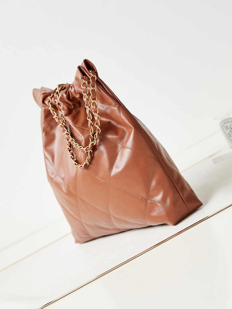 Chanel 22 Handbag AS3261 Calfskin Brown