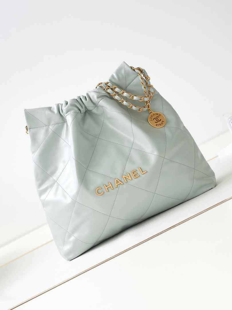 Chanel 22 Handbag AS3261 Calfskin Light Blue
