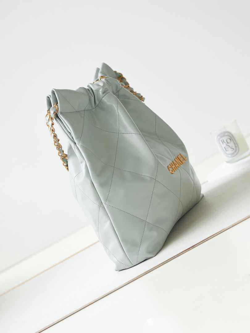 Chanel 22 Handbag AS3261 Calfskin Light Blue